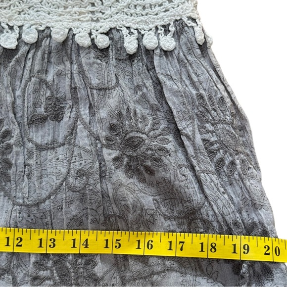 Cecico Crochet Boho Knit Triangle Floral Beach Cover Up Dress Gray White Medium - Picture 12 of 14